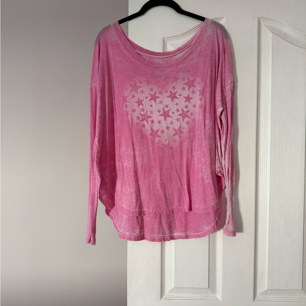 Pink Star Heart Long-Sleeve Women's Top